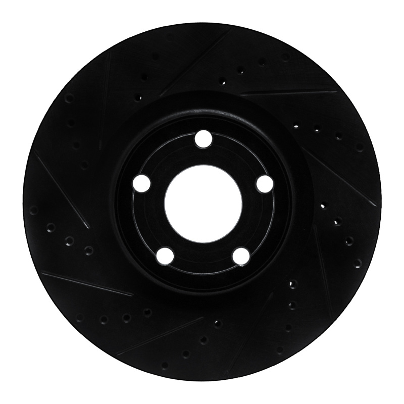 Ford Bronco Sport Brake Rotor (1) - Front Left - R1 Concepts - Drilled & Slotted - Black - `20-`25